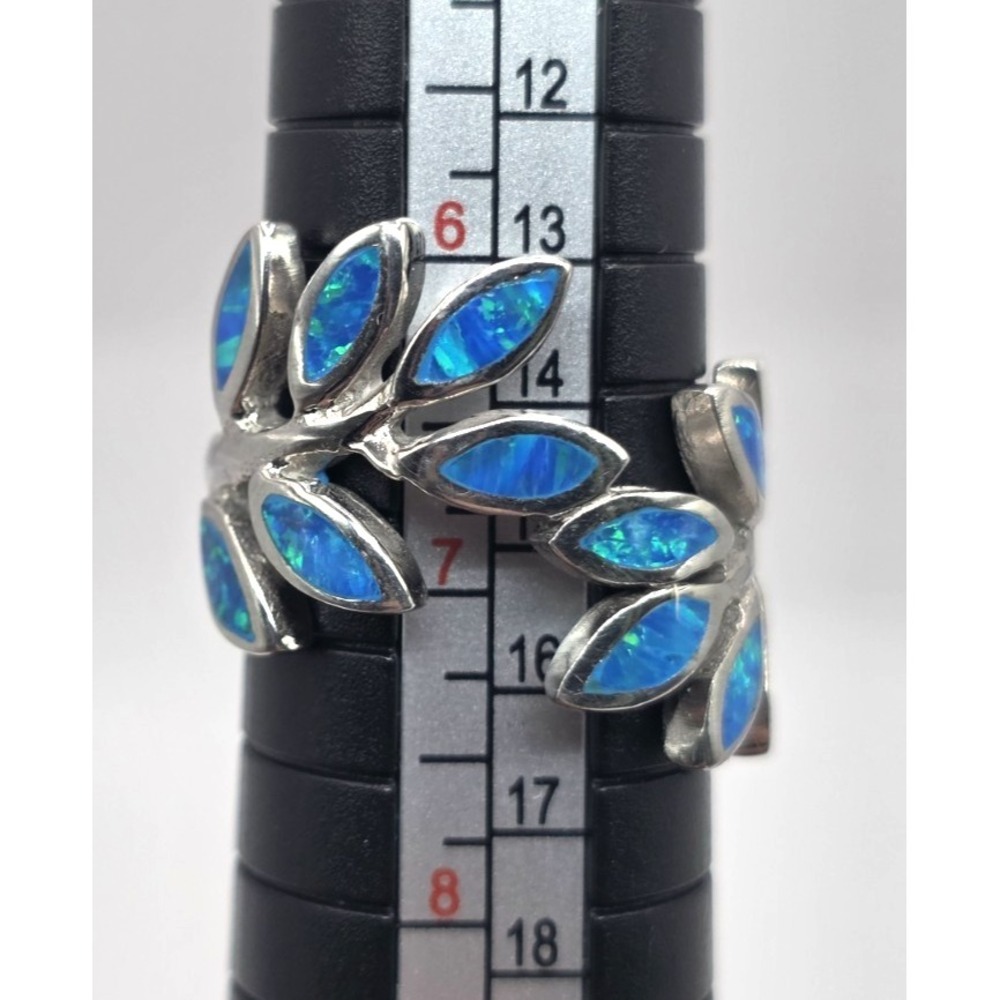 Blue Lab‎ Opal Ring Womens Size 7 Fern Leaf Plant Wrap Sterling Silver 925 NWOT - Picture 10 of 12